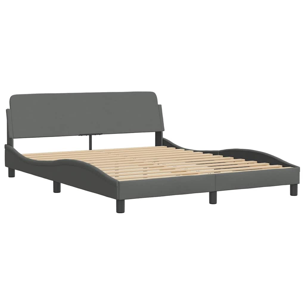 Estructura de cama sin colchón Hanko de tela gris oscuro 160x200 cm
