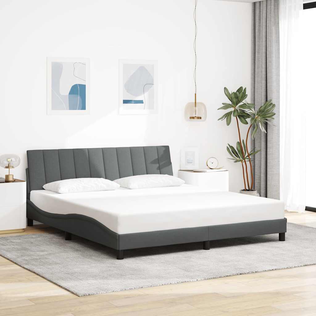 Estructura de cama sin colchón Hanko de tela gris oscuro 160x200 cm