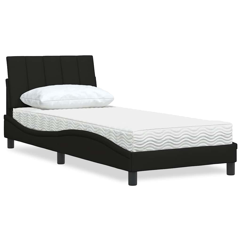 Cama con colchón de tela azul 160x200 cm