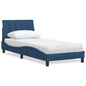 Cama con colchón de tela azul 160x200 cm