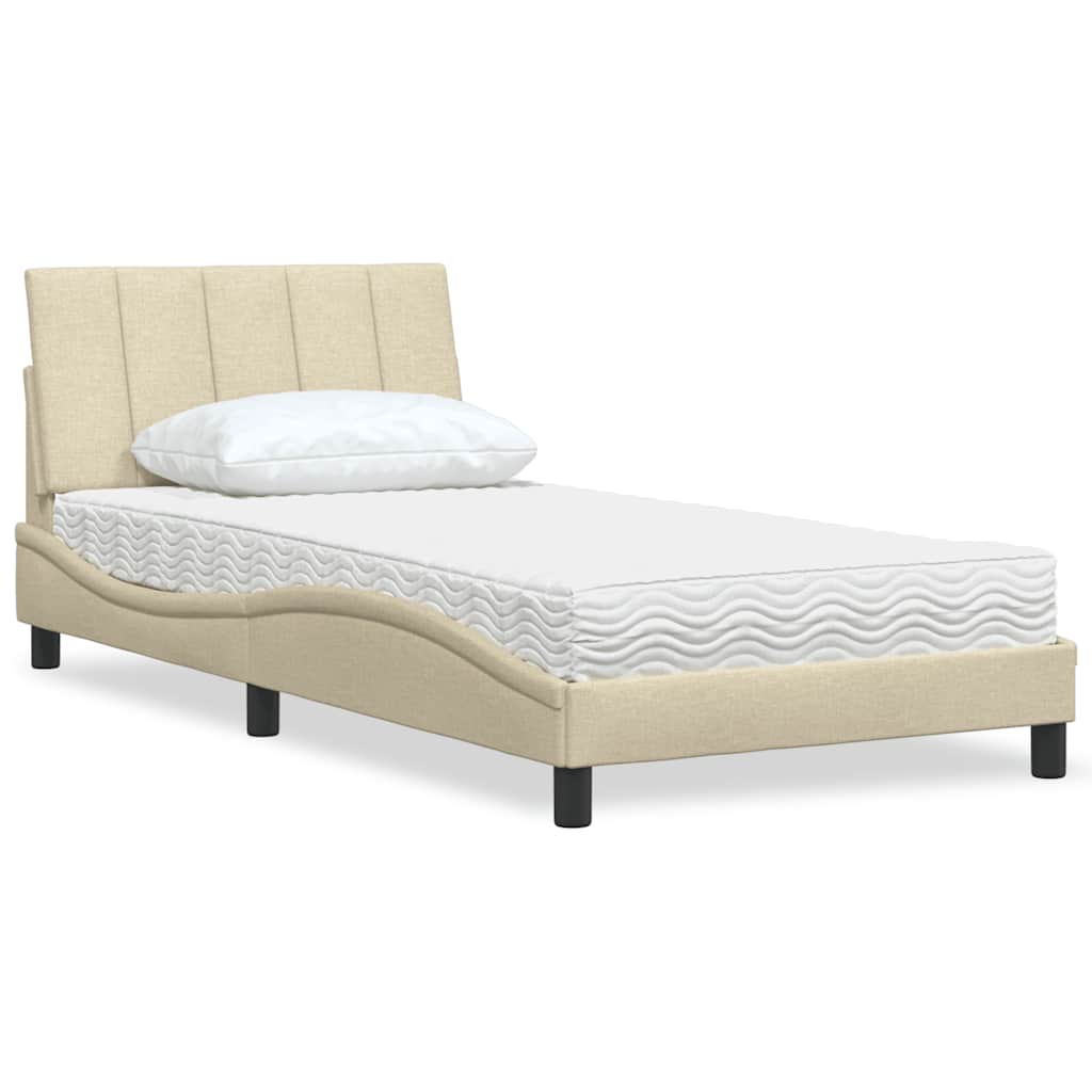 Cama con colchón de tela azul 160x200 cm