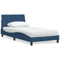 Cama con colchón de tela azul 160x200 cm