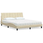Cama con colchón de tela azul 160x200 cm