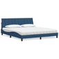 Cama con colchón de tela azul 160x200 cm