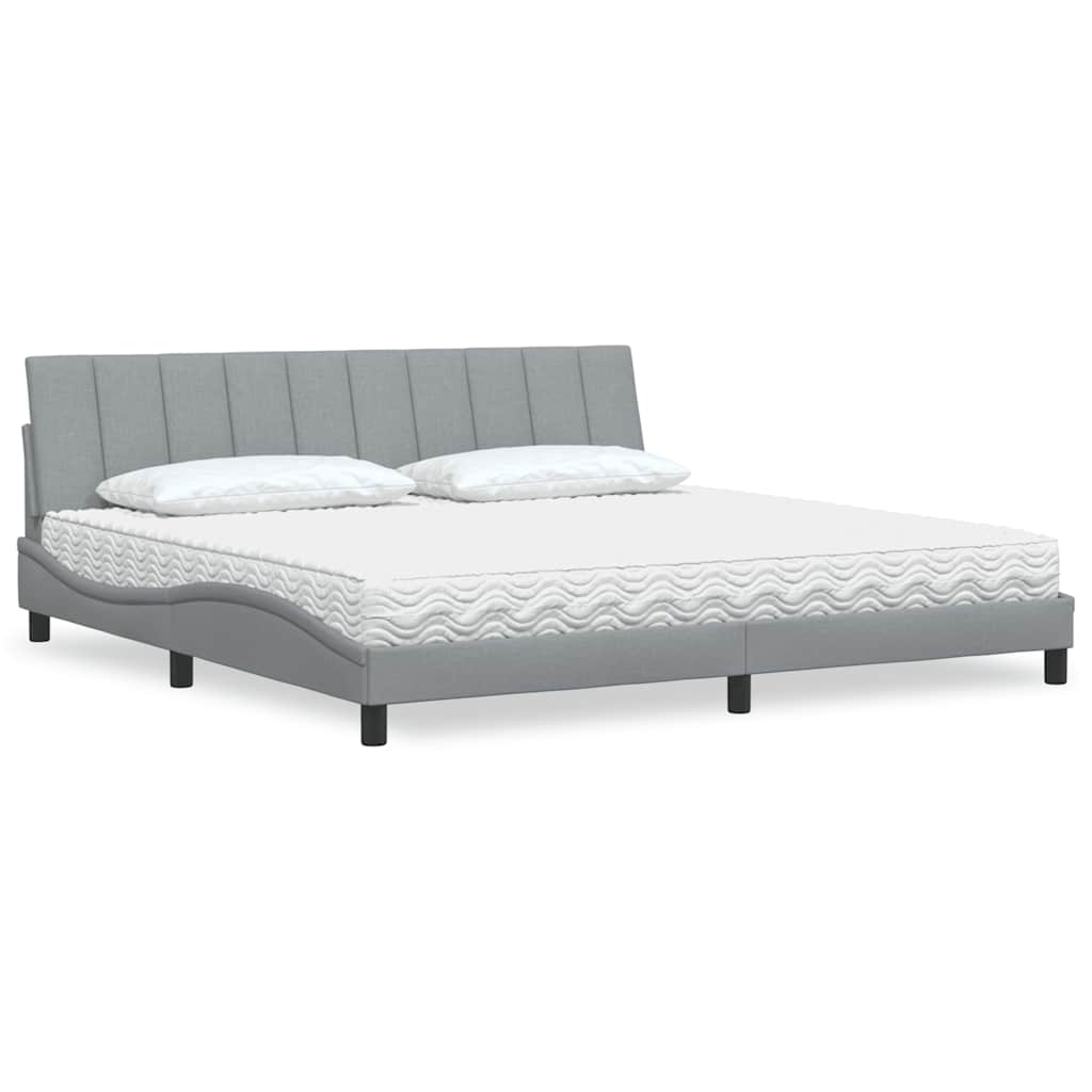 Cama con colchón de tela azul 160x200 cm
