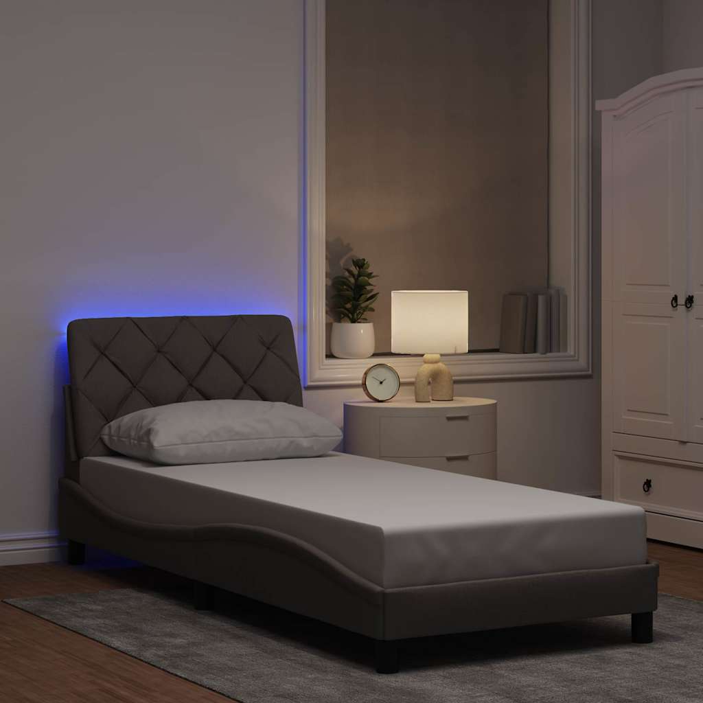 Estructura cama con LED sin colchón marrón oscuro 120x200 cm