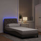 Estructura cama con LED sin colchón marrón oscuro 120x200 cm