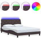 Estructura cama con LED sin colchón marrón oscuro 120x200 cm