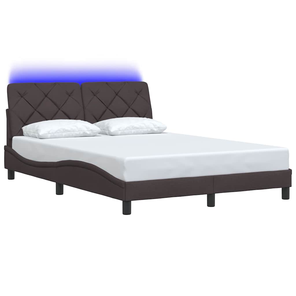 Estructura cama con LED sin colchón marrón oscuro 120x200 cm