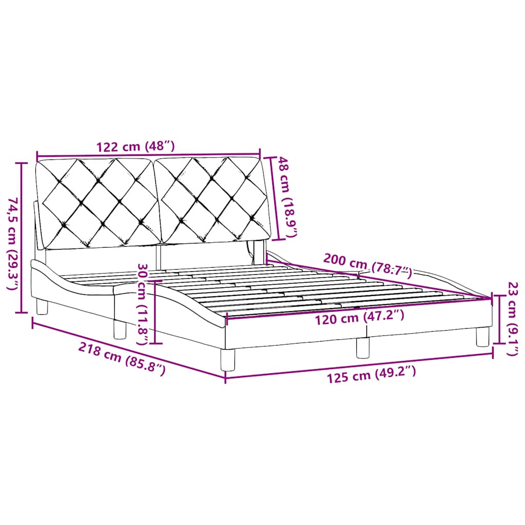 Estructura cama con LED sin colchón marrón oscuro 120x200 cm