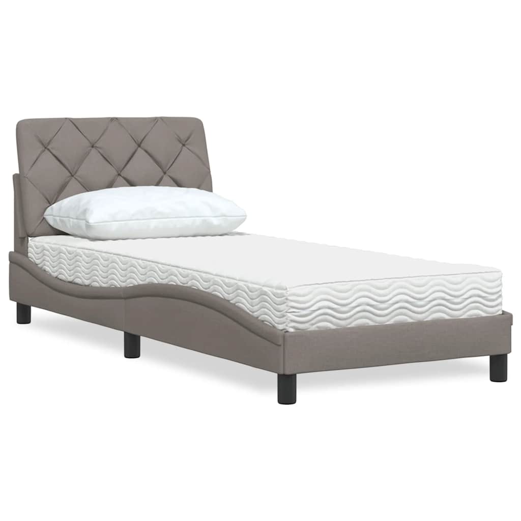 Cama con colchón de tela color crema 180x200 cm