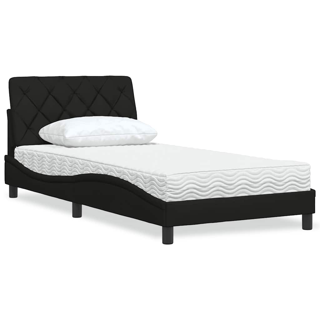 Cama con colchón de tela azul 160x200 cm