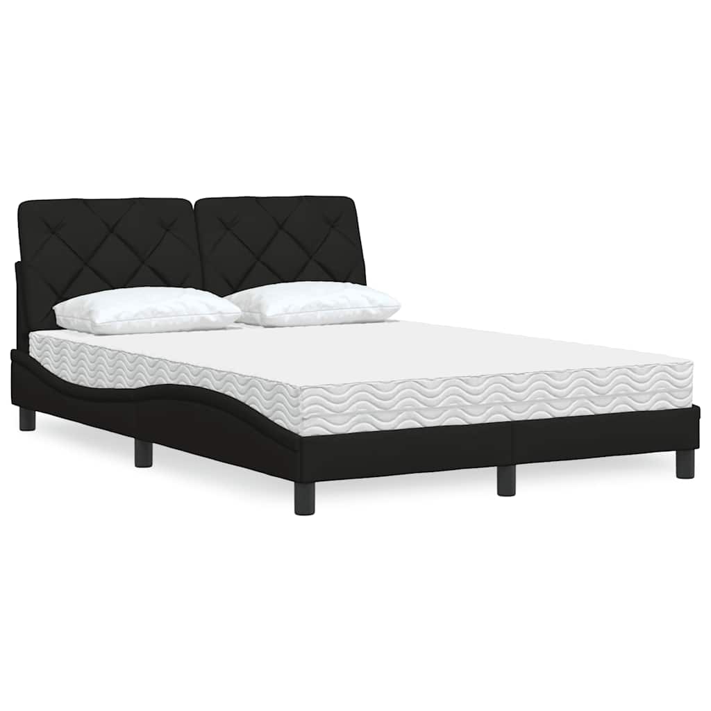 Cama con colchón de tela azul 160x200 cm