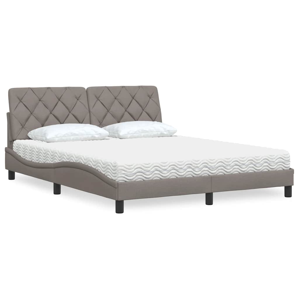 Cama con colchón de tela azul 160x200 cm