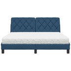 Cama con colchón de tela azul 160x200 cm
