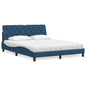 Cama con colchón de tela azul 160x200 cm