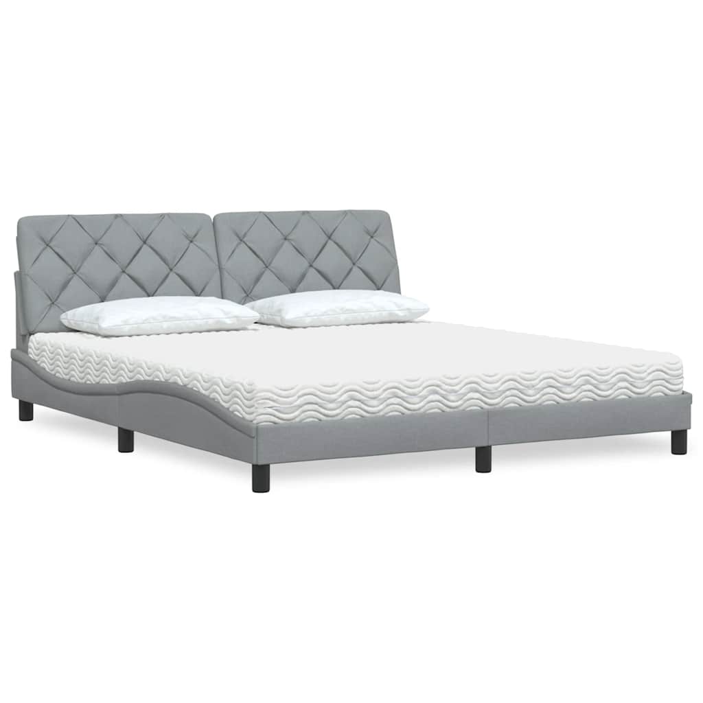 Cama con colchón de tela azul 160x200 cm