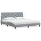Cama con colchón de tela azul 160x200 cm