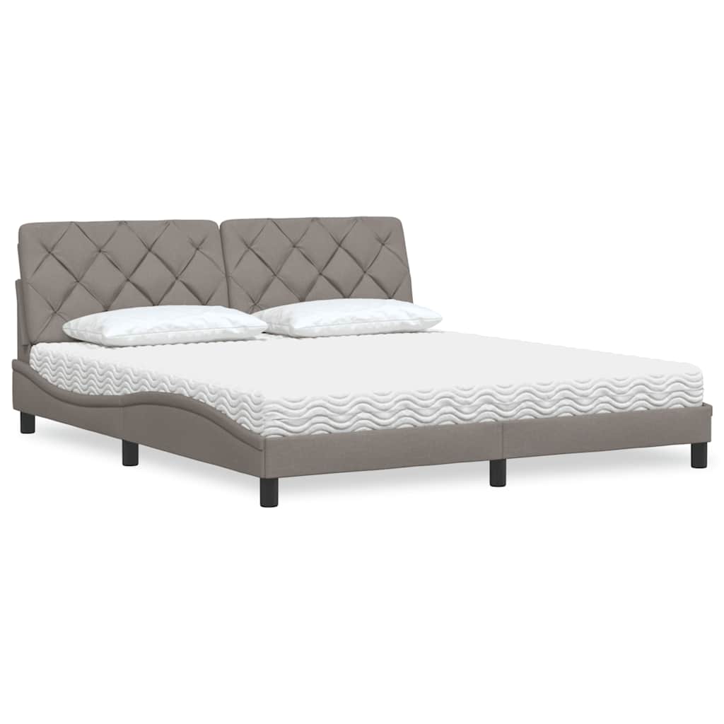 Cama con colchón de tela azul 160x200 cm
