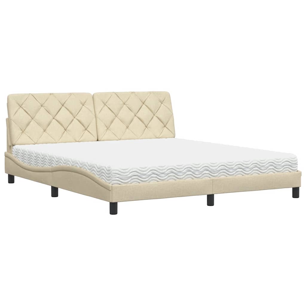 Cama con colchón de tela color crema 180x200 cm