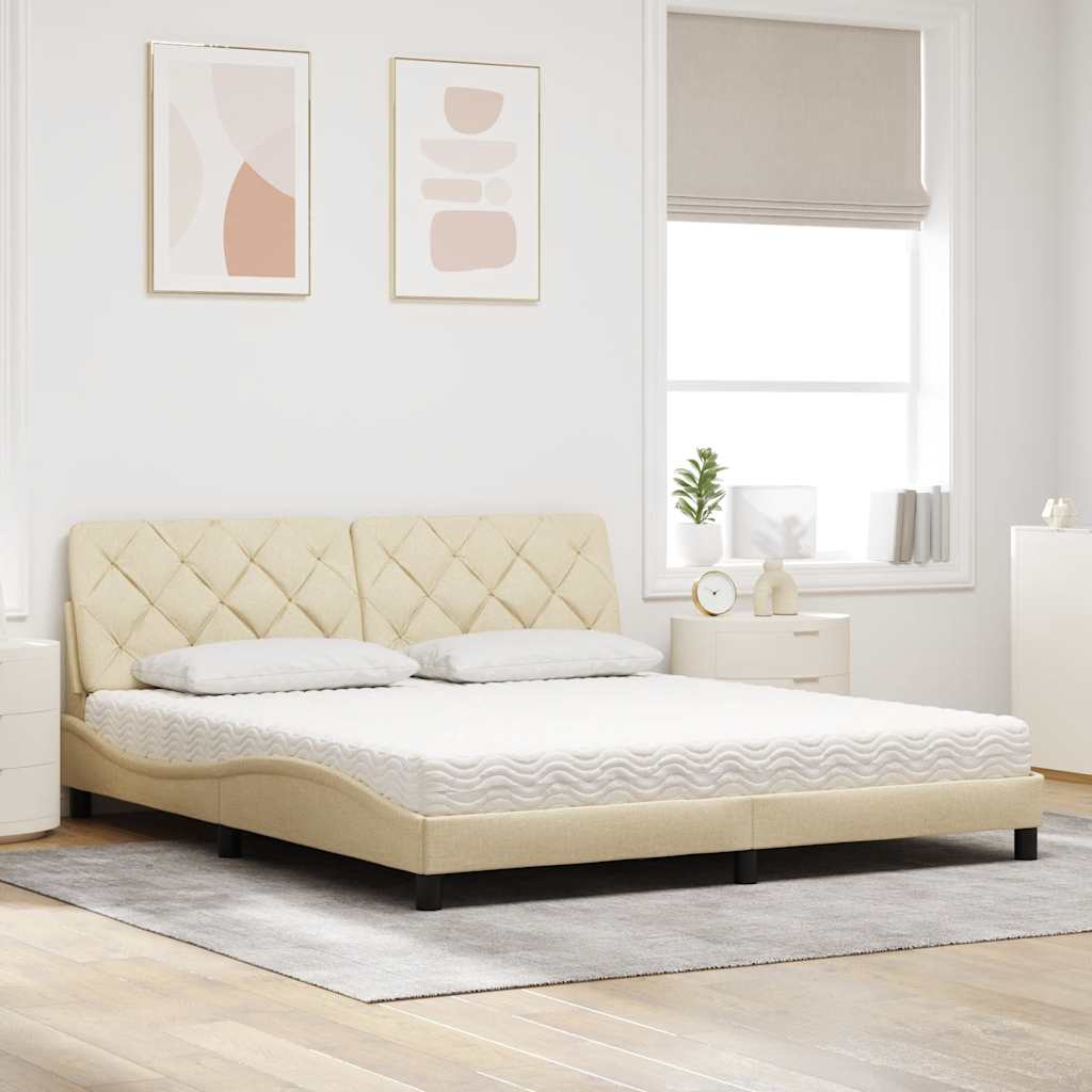 Cama con colchón de tela color crema 180x200 cm