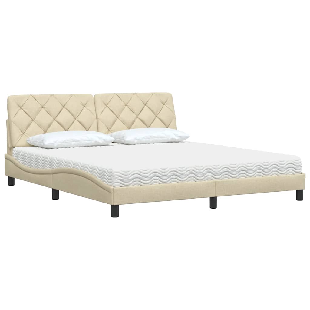 Cama con colchón de tela color crema 180x200 cm