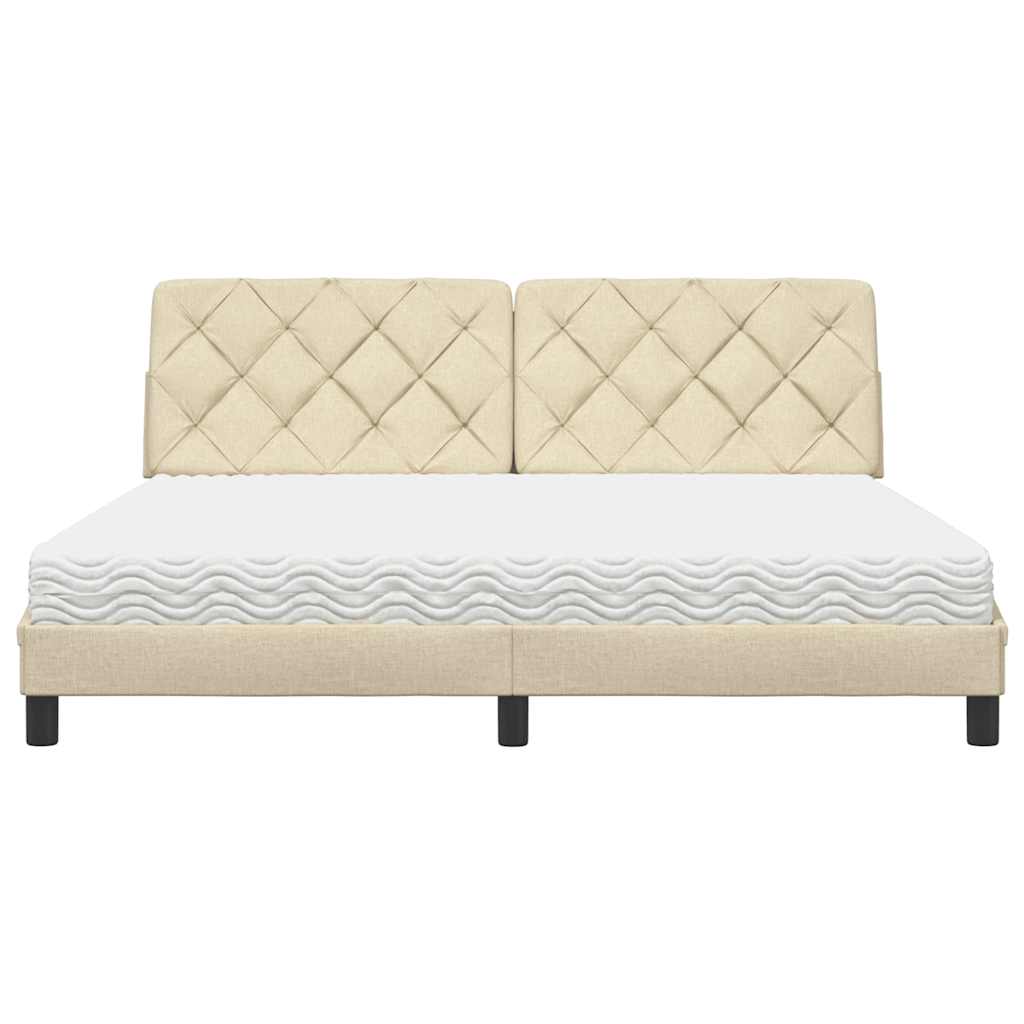 Cama con colchón de tela color crema 180x200 cm
