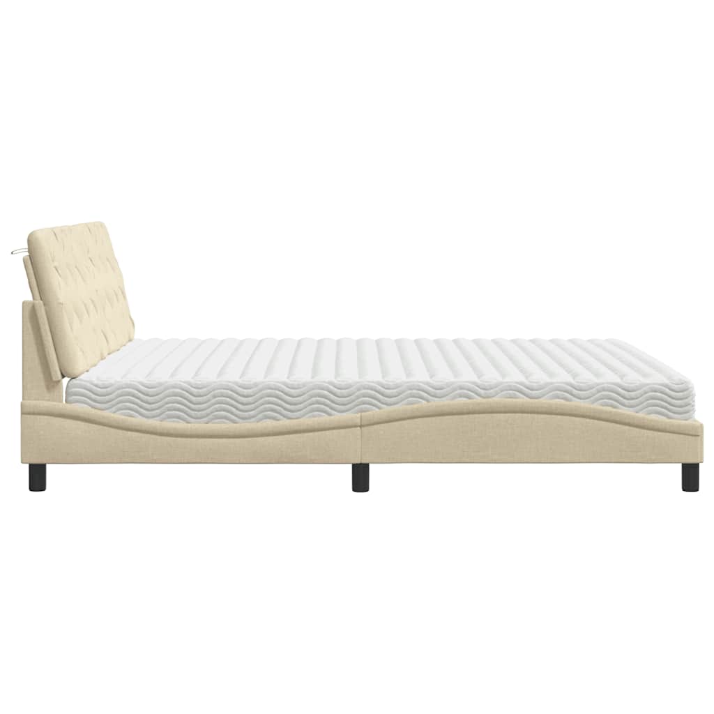 Cama con colchón de tela color crema 180x200 cm