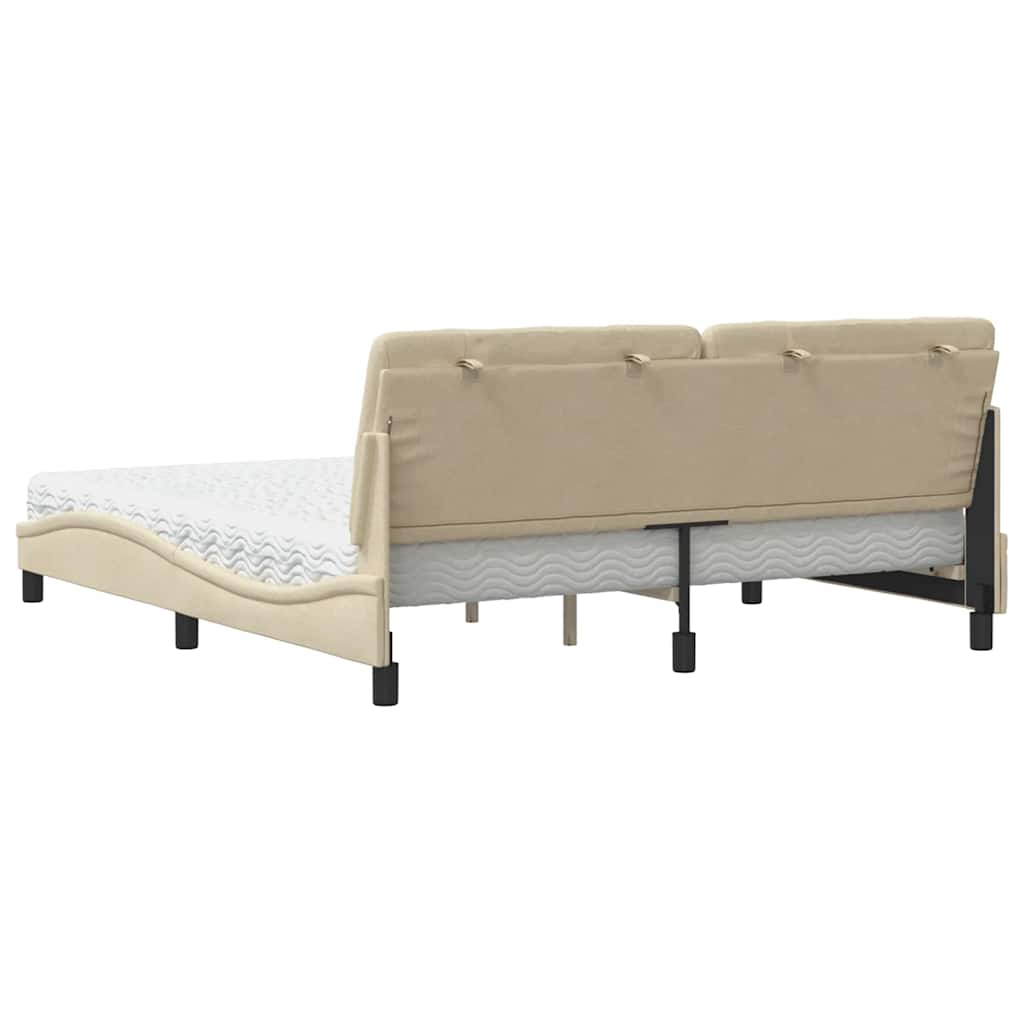 Cama con colchón de tela color crema 180x200 cm