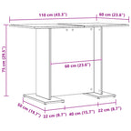 Mesa comedor madera ingeniería madera envejecida 110x60x75 cm
