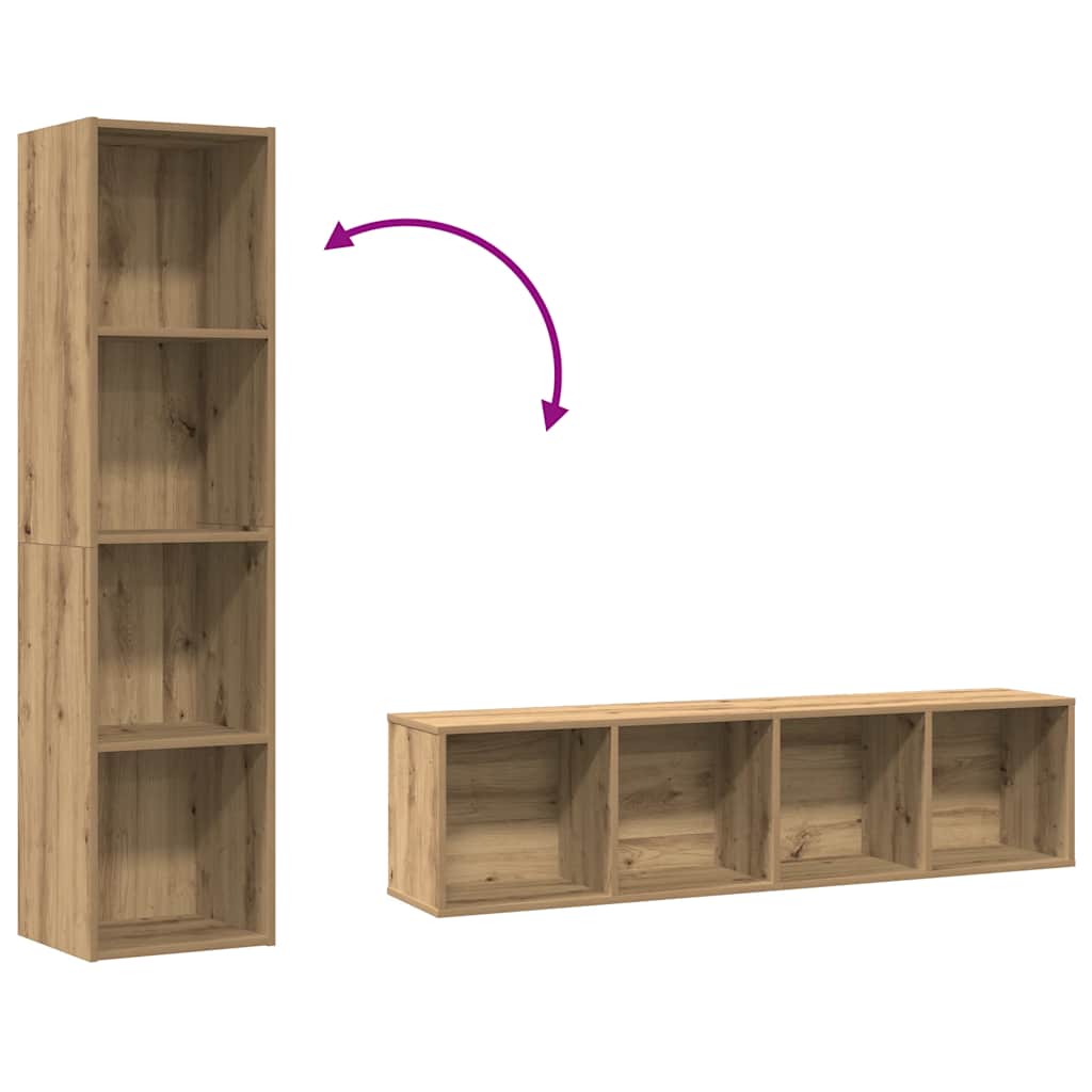 Mueble TV/Librería madera vieja 36x30x143cm madera ingeniería