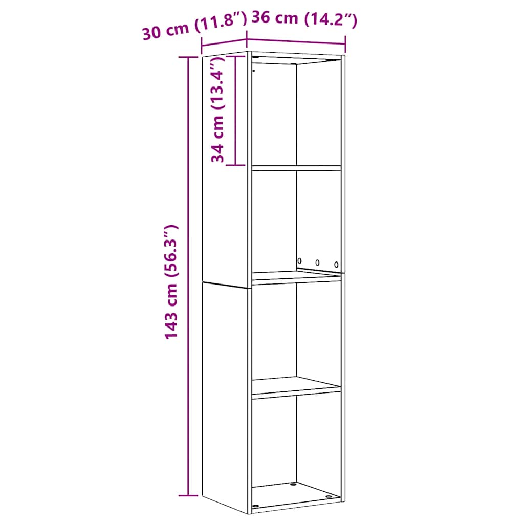 Mueble de TV/Librería roble artesanal 36x30x143cm