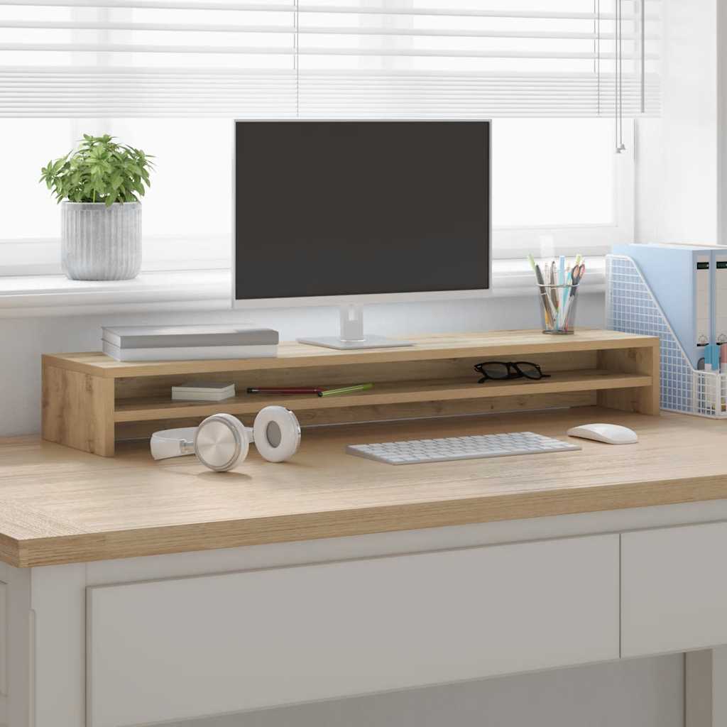 Soporte para monitor de roble artesanal, 100 x 24 x 13 cm, madera de ingeniería