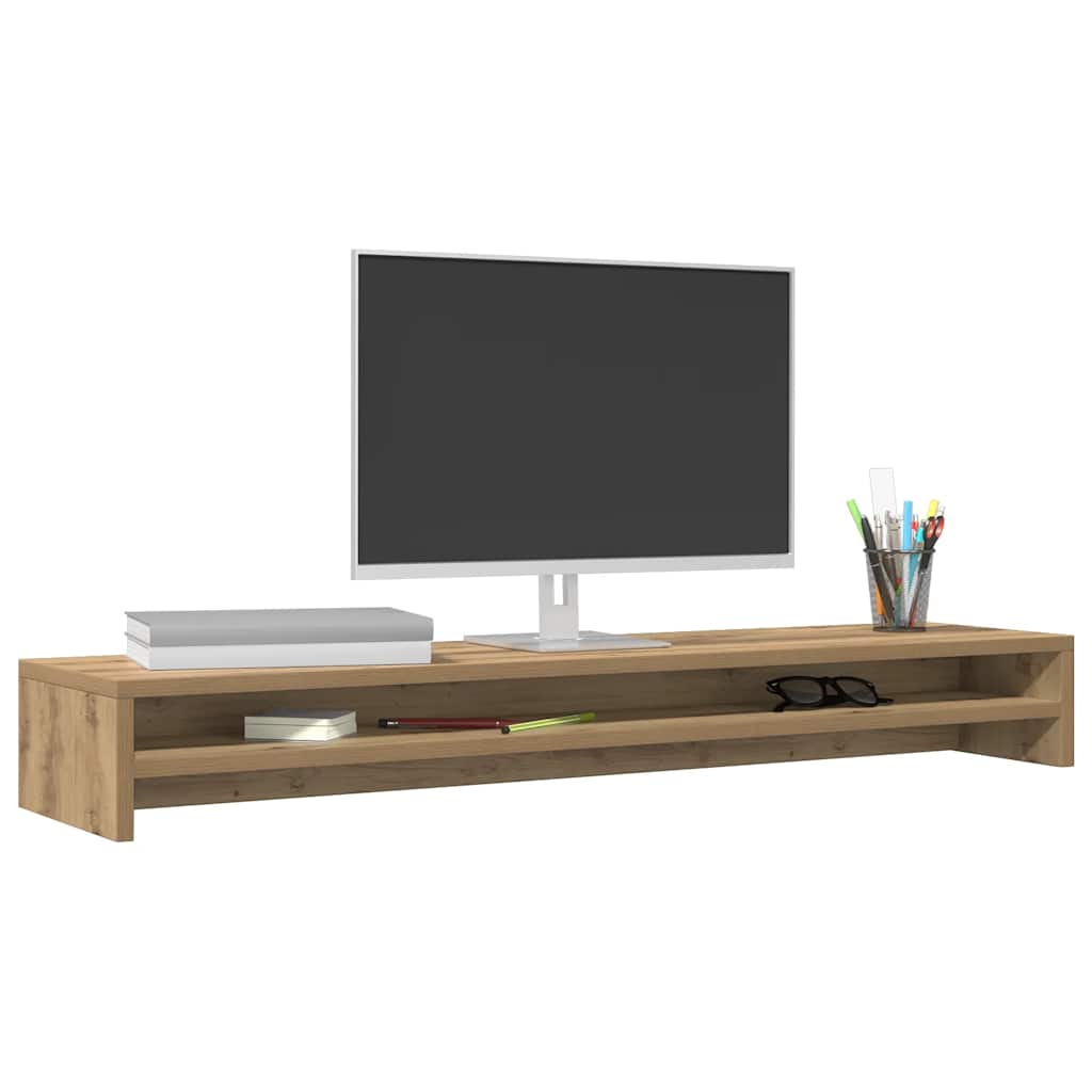 Soporte para monitor de roble artesanal, 100 x 24 x 13 cm, madera de ingeniería