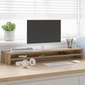 Soporte para monitor de roble artesanal, 100 x 24 x 13 cm, madera de ingeniería