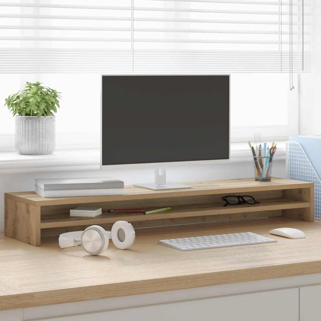 Soporte para monitor de roble artesanal, 100 x 24 x 13 cm, madera de ingeniería