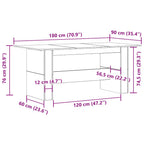 Mesa de comedor de aglomerado madera envejecida 180x90x76 cm