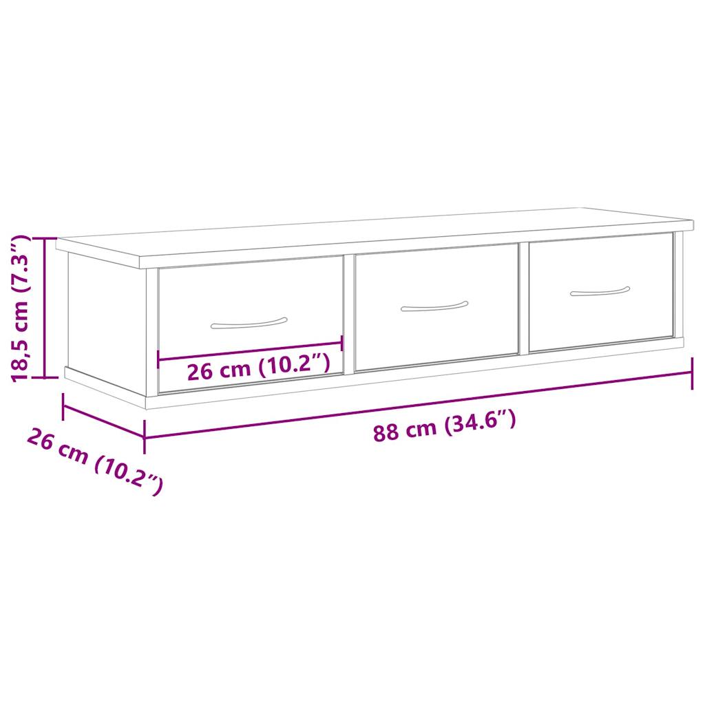 Armario de pared madera ingeniería envejecida 88x26x18,5 cm