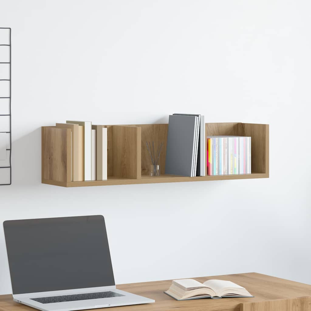 Estante de pared CD madera ingeniería roble artisan 75x18x18 cm