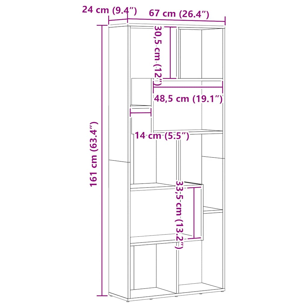Librería Roble Artisan 67x24x161 cm Madera de ingeniería