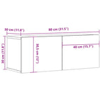 Mueble de pared de TV madera ingeniería envejecida 80x30x30 cm