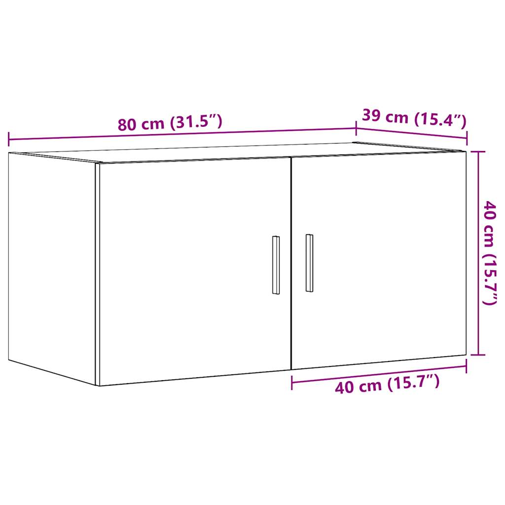 Armario de pared madera ingeniería envejecida 80x39x40 cm