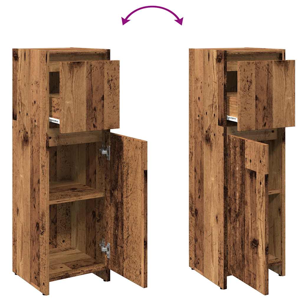 Armario de baño madera contrachapada envejecida 30x30x95 cm