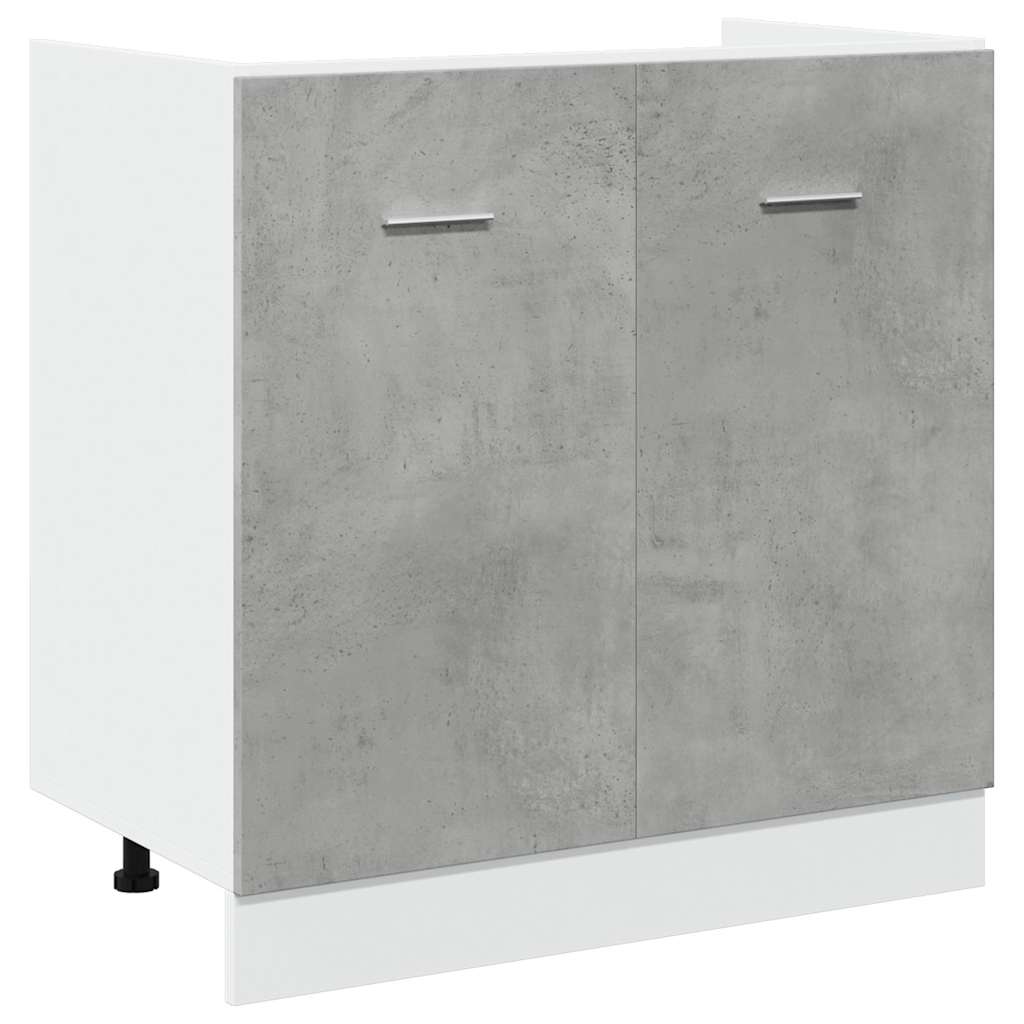 Mueble bajo fregadero "Lyon" gris hormigón 80x46x81,5 cm madera de ingeniería