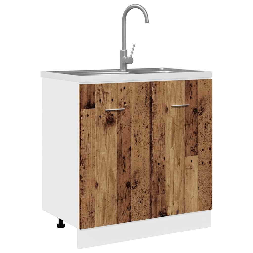 Mueble bajo fregadero "Lyon" de madera vieja, 80 x 46 x 81,5 cm, madera de ingeniería,