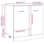 Mueble bajo fregadero "Lyon" de madera vieja, 80 x 46 x 81,5 cm, madera de ingeniería,