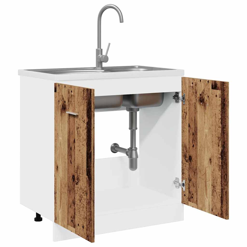 Mueble bajo fregadero "Lyon" de madera vieja, 80 x 46 x 81,5 cm, madera de ingeniería,