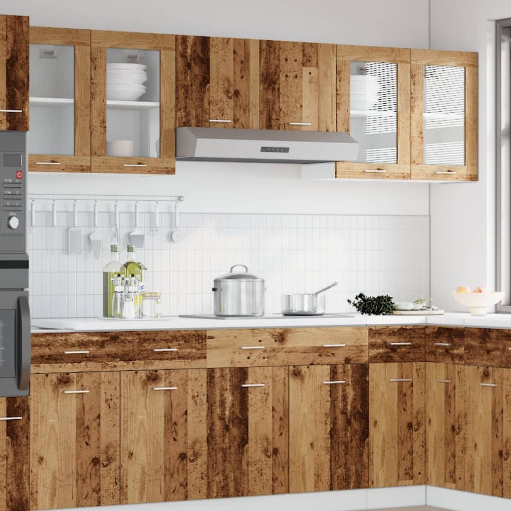 Vitrina colgante "Lyon" de madera vieja, 40 x 31 x 60 cm, madera de ingeniería