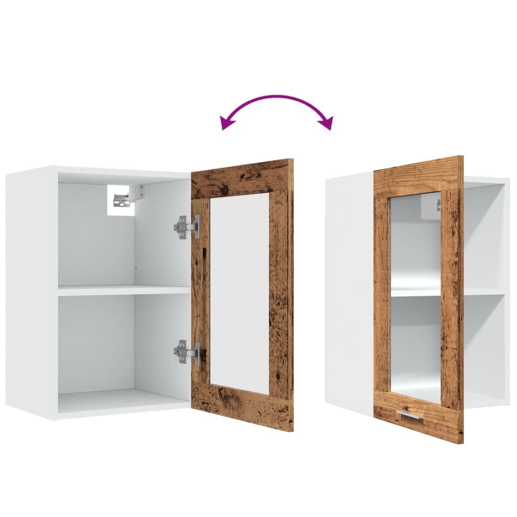 Vitrina colgante "Lyon" de madera vieja, 40 x 31 x 60 cm, madera de ingeniería