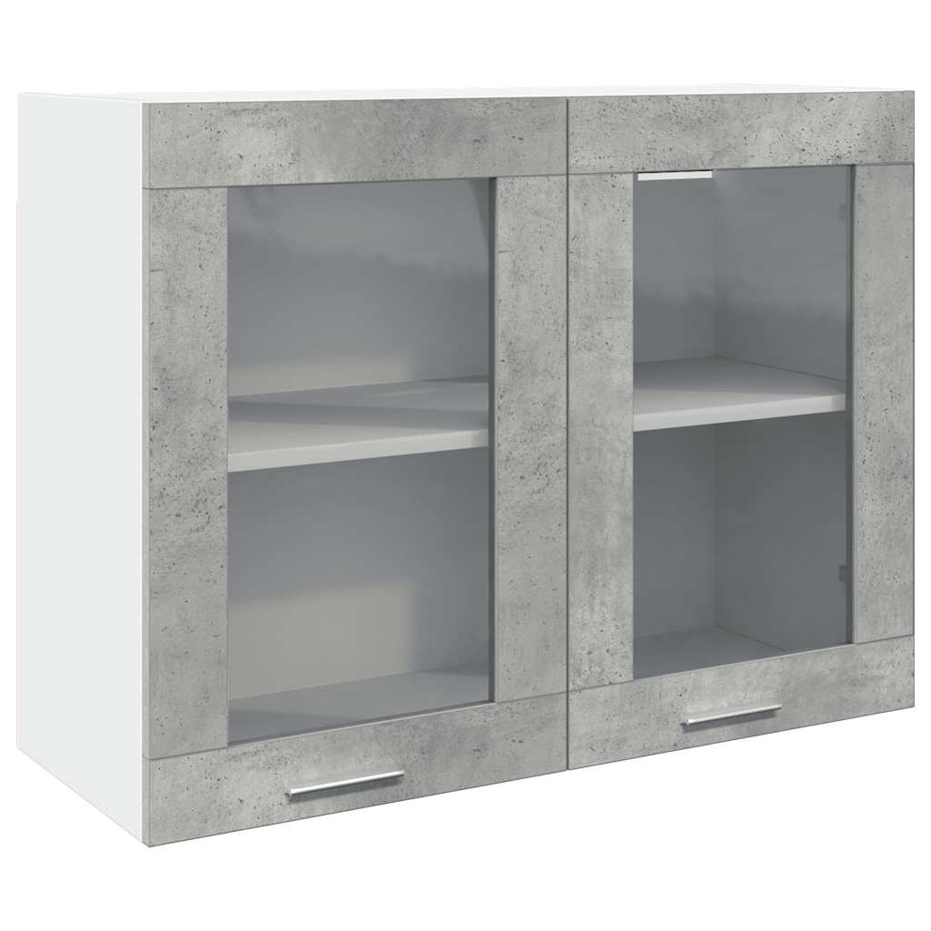 Vitrina colgante "Lyon" gris hormigón 80x31x60 cm